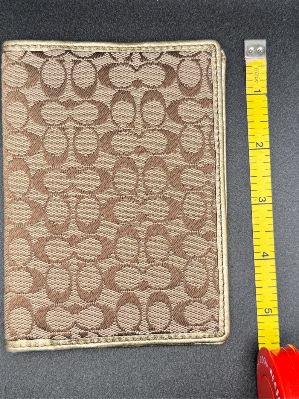 Coach Signature Canvas Passport and Credit Card Wallet in Brown and Tan
